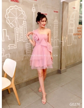ĐẦM LỆCH VAI HOA HỒNG Đ00035